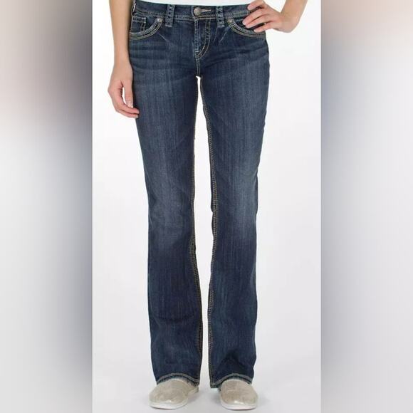 Silver Jeans 17" Suki Surplus Embroidered Flap Pockets 26/29 Women's Denim Jean - Picture 15 of 16